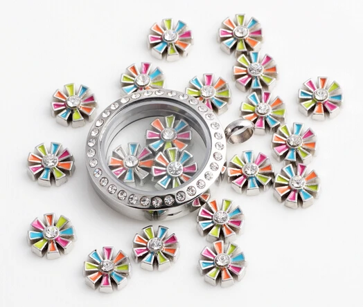 20 шт./лот цветной цветок сделай сам сплав плавающий медальон подходят для стекла