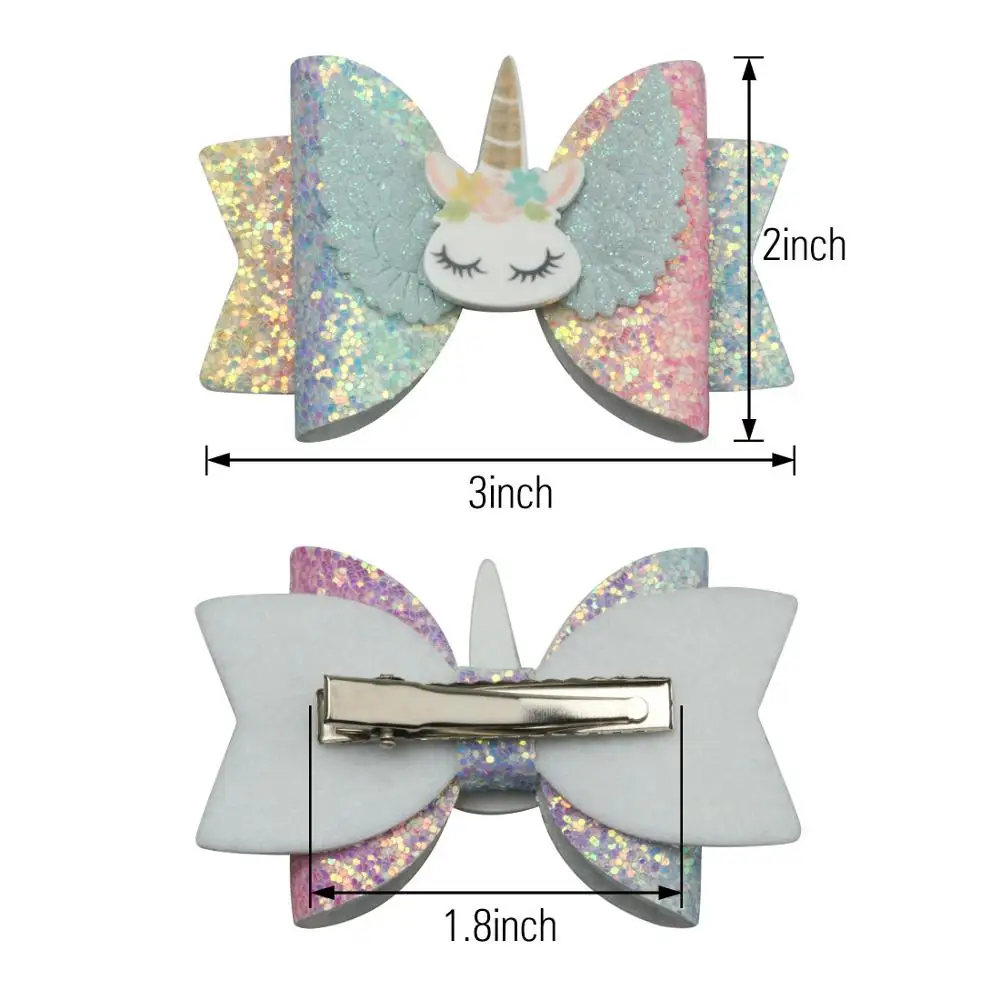 Головной убор для девочек 3 дюйма с блестками и радужным бантом зажим волос