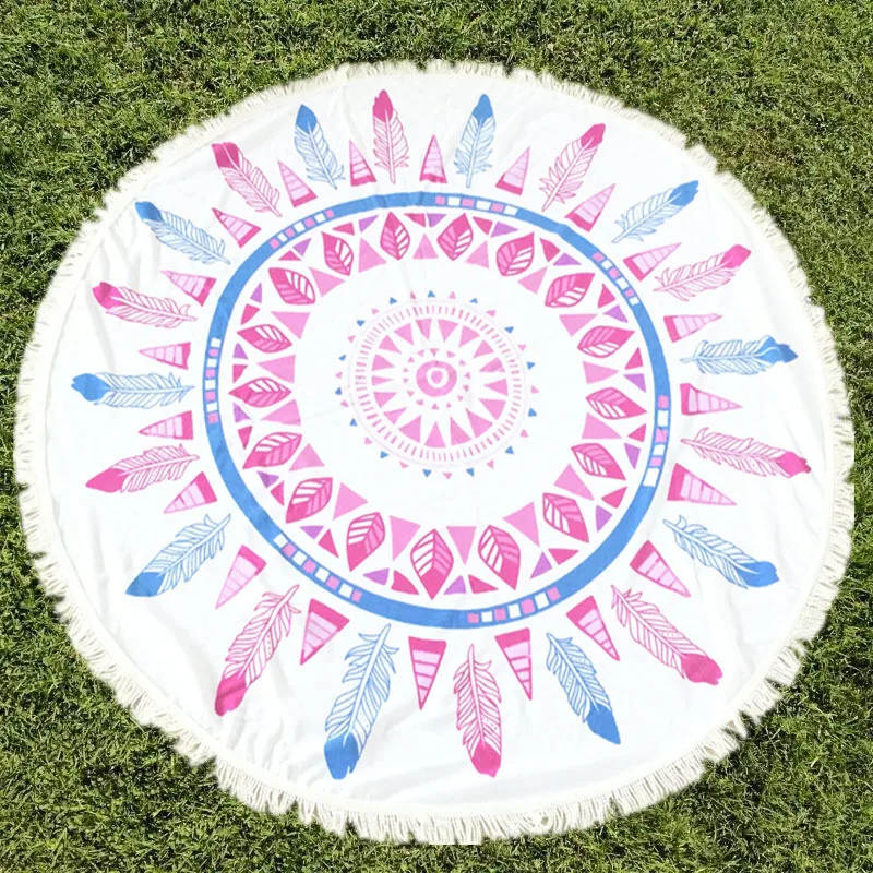 구매 라운드 비치 타월 150*150cm/59*59 ''목욕 타월 술 장식 기하학 프린트 목욕 타월, 여름 스타일 서클 비치 요가 매트