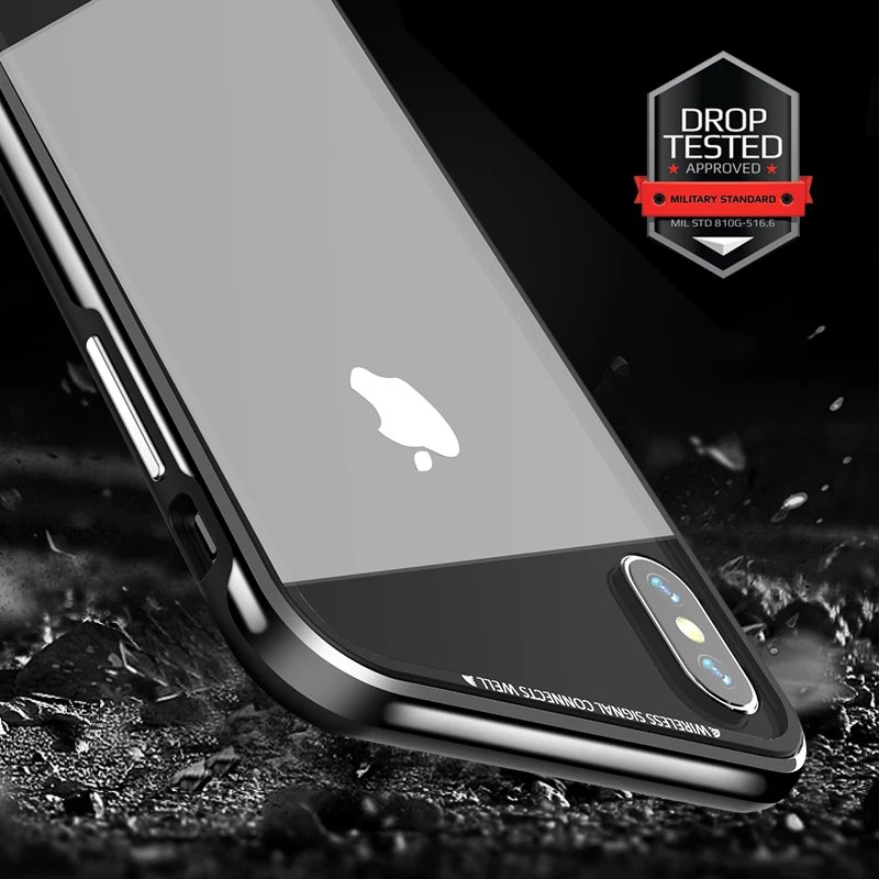 

Fashion Tempered Glass Case For iPhone X Xs XR 5.8 6.1 inch Glass Back Cover Luxury Shockproof Case For iphone xs max 6.5 inch