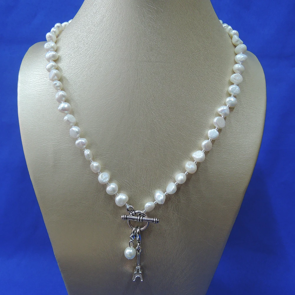 Ожерелье из 100% натурального пресноводного жемчуга с хорошей короной и подвеской