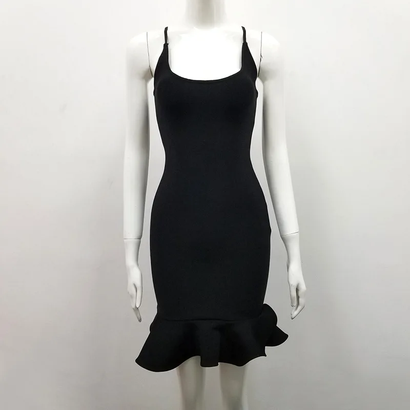 

White Bandage Dress Mini Bodycon Women Night Club Celebrity Party Fashion Strap O-Neck Dresses