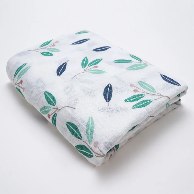 small green leaf Новорожденных Детское одеяло супер мягкий бамбукового волокна и хлопка Детская муслиновая пеленка Обёрточная бумага для ухода за младенцем, крышка ванны Полотенца для малышей и детей постарше - Цвет: small green leaf