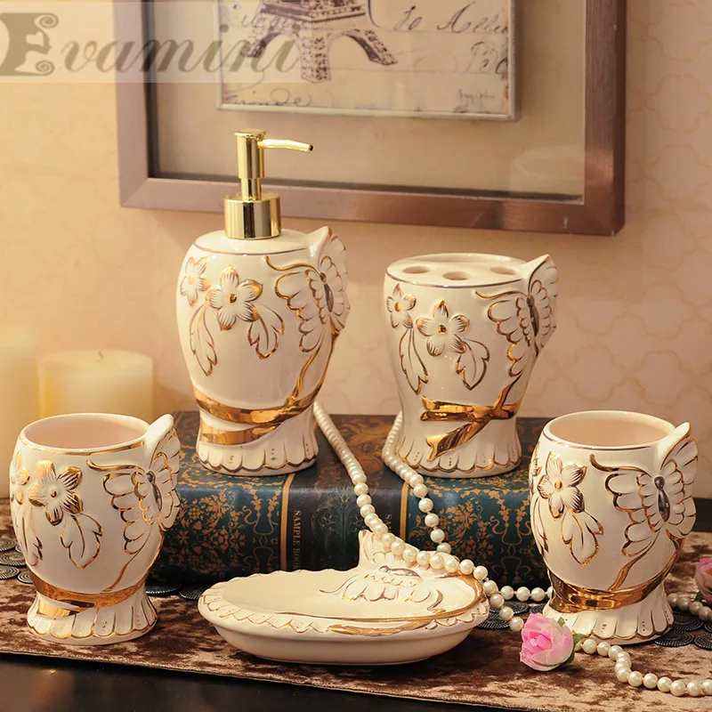 Китайский керамический набор для ванной комнаты модный современный держатель