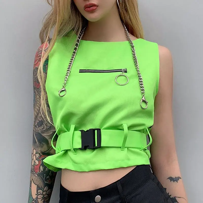 Летний сексуальный клуб панк хип хоп Уличная Женская облегающий укороченный топ