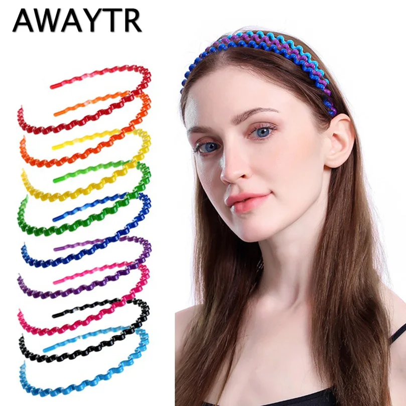 AWAYTR 3 шт./компл. Карамельный цвет Волнистые повязка для Для женщин и девочек набор для волос Сладкий петли для волос Для женщин аксессуары для волос