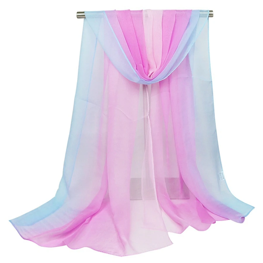 2019 Gradation Color Silk Scarf Women Georgette Shawl Lady Thin Beach Towel Wraps Female Simulation Scarves Wholesale |