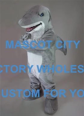 Серый Sharky костюм акулы талисмана мультяшный персонаж для Хэллоуина Маскарадного