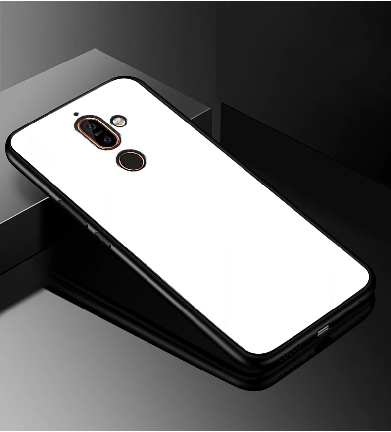 Стеклянный чехол для Nokia 7 Plus/X7 силиконовый чехол из ТПУ+ черная стеклянная крышка аксессуар на Nokia 7,1 Plus Coque для Nokia 8,1 Fundas - Цвет: Белый