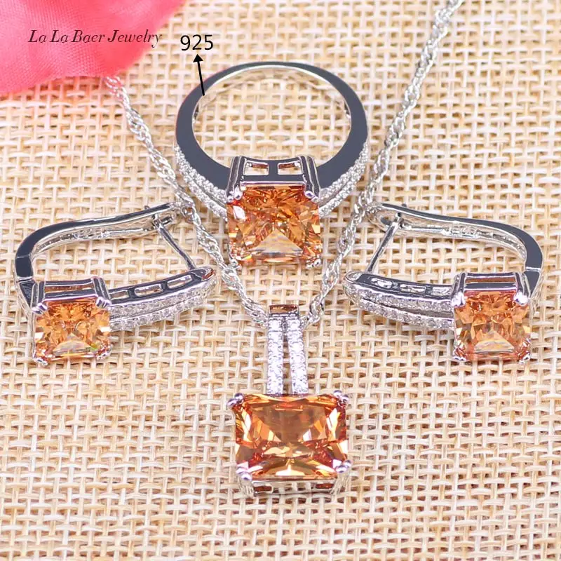 L & B сюрприз Ювелирные наборы серебряный цвет свадебные ювелирные изделия желтый