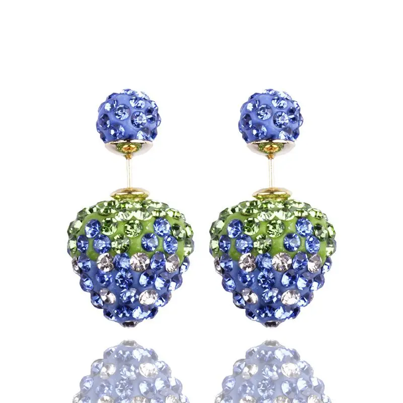 Горячая мода милые ювелирные изделия две стороны полный кристалл шпильки