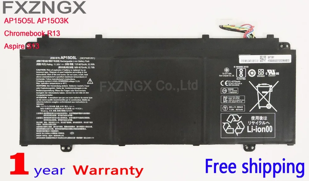 FXZNGX AP15O5L AP15O3K Портативный компьютер Батарея ForACER Aspire S5 371 71QZ 371T 58CC S 13 Chromebook R13