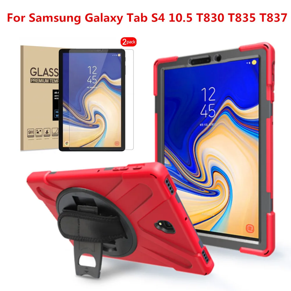 Чехол для Samsung Galaxy Tab S4 10 5 '񟭒 T830 T835 с подставкой на 360 градусов ручным ремешком