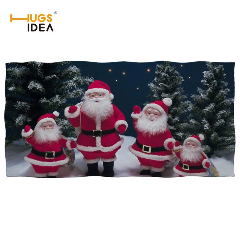 Хлопковое банное полотенце HUGSIDEA в рождественском стиле с принтом Санта Клауса