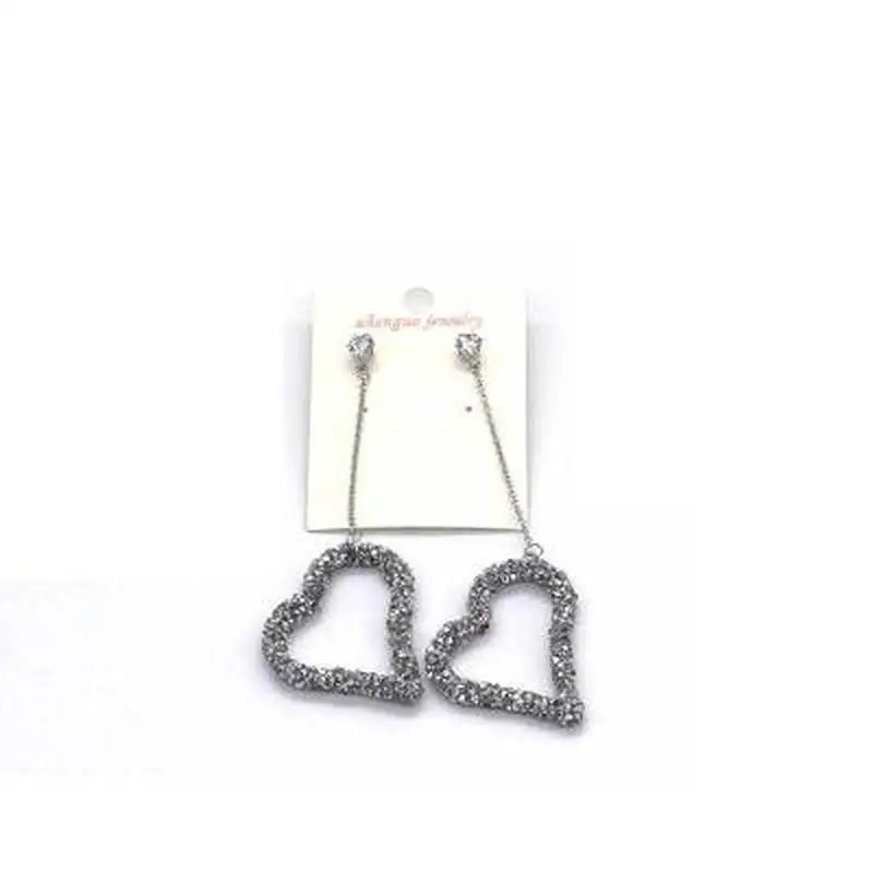 Модные серьги-кольца в форме сердца черные стразы для женщин корейский стиль