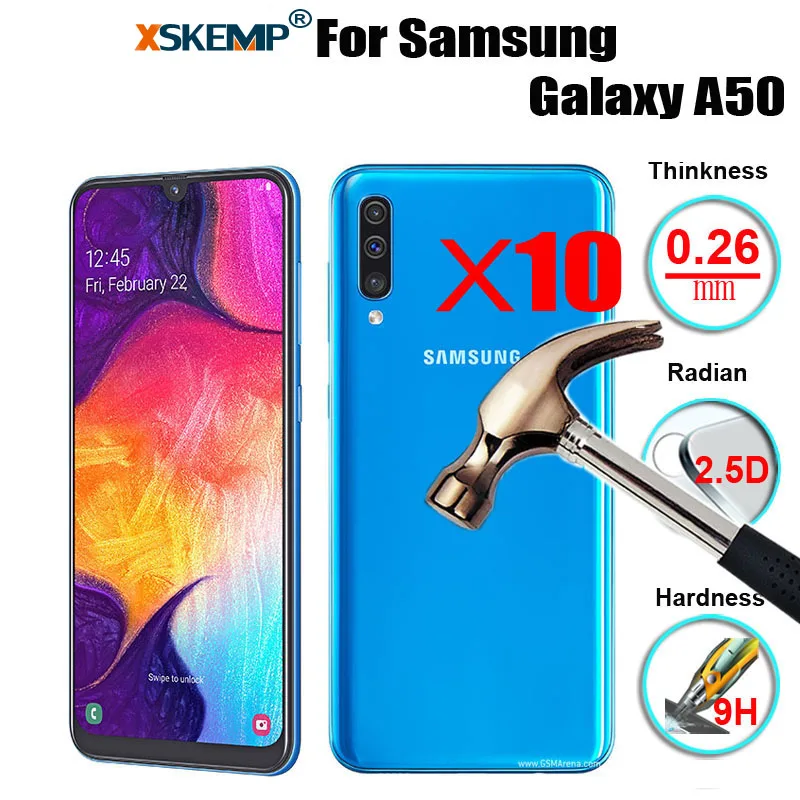 XSKEMP 10 шт Оптовая ЖК-дисплей Экран протектор для samsung Galaxy A10/A30/A50 2.5D закаленное