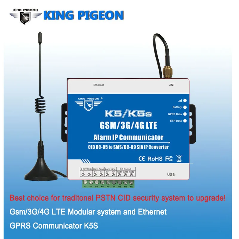 

K5 GSM 3G Communitcator Voor Omzetten De PSTN Ademco Contact ID Controle Panel Om SMS Alerter En SIA IP Over GPRS Netwerk