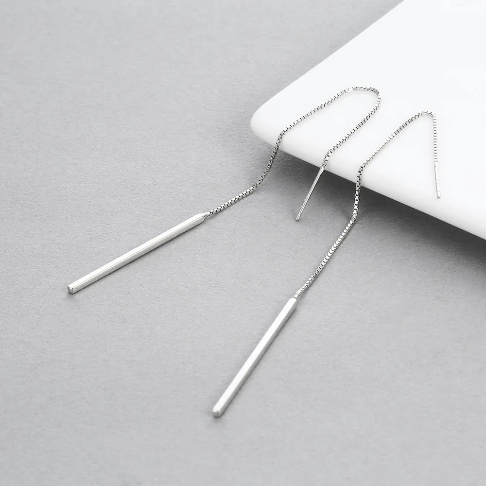 long bar ear line 100% 925 Sterling silver Jewelry fashion Hypoallergenic dangle earrings for women gift charms | Украшения и