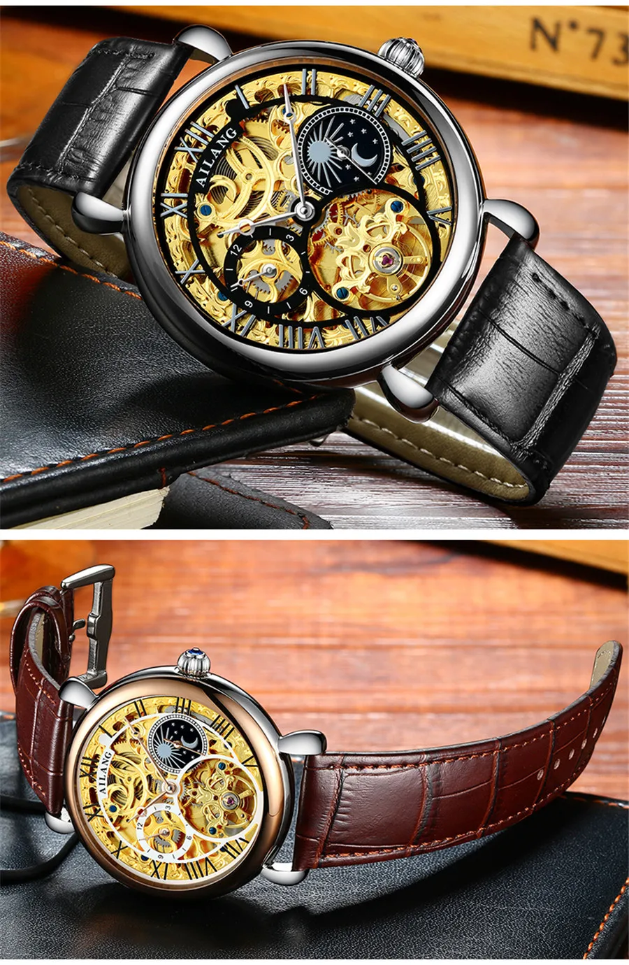 Tourbillon бизнес мужские s часы лучший бренд класса люкс ударопрочный водонепроницаемый скелет часы Мужские механические Автоматические наручные часы