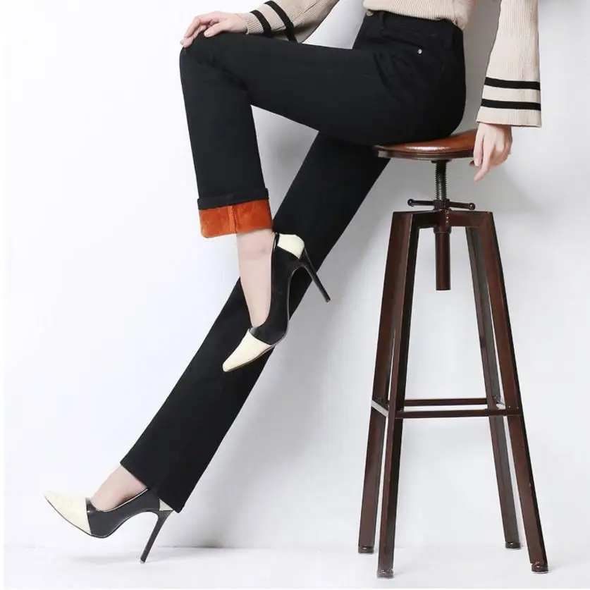Thick Velvet Skinny Jeans Pants for Woman straight jeans elastic long pants |
