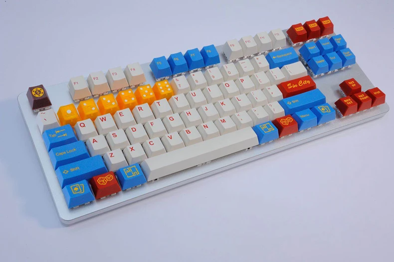 Taihao cubic abs doubleshot keycaps для diy игр механическая клавиатура цвет города Син белый