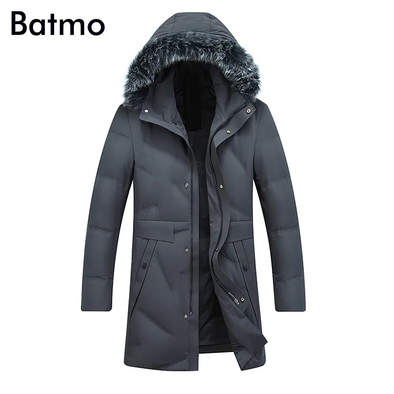 Batmo 2018 Новое поступление высокое качество 90% белый утиный пух воротник из лисьего