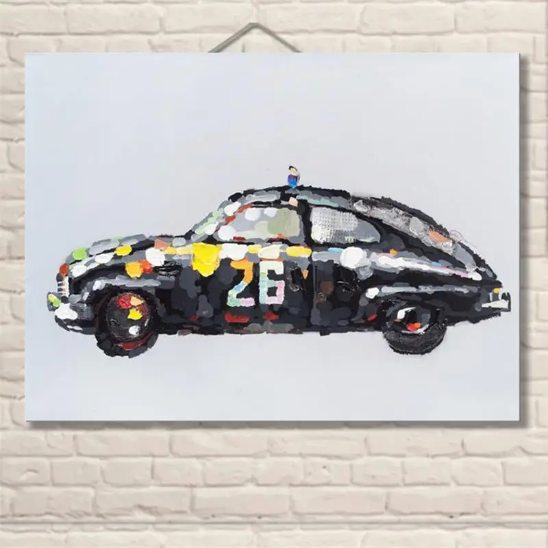 Ручная Роспись Цветной Автомобильный Холст Картина маслом Настенная картина для