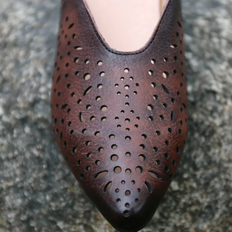 Кожаные тонкие туфли в стиле ретро кожаная обувь sen system женские босоножки на