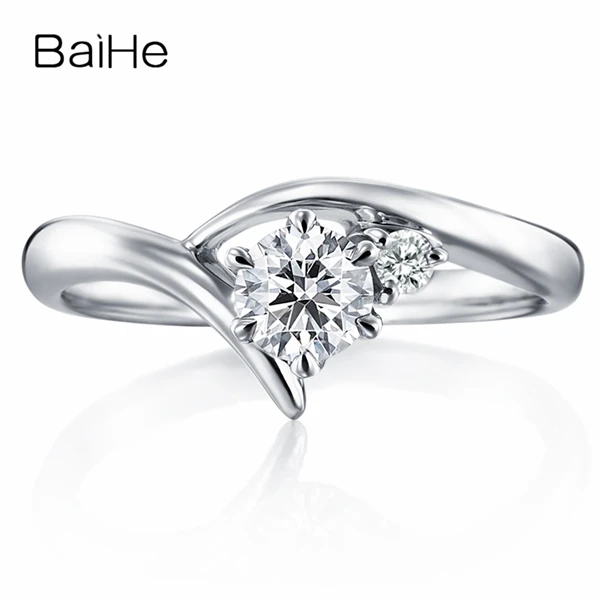 BAIHE Solid 10 K белое золото(AU417) Сертифицированный 0.25ct круглый разрезанный Муассанит помолвка Модный свадебный женский подарок ювелирные украшения кольцо