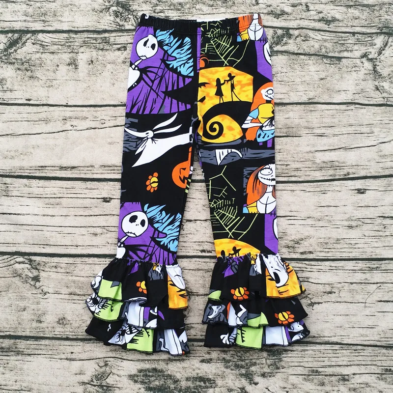 Оптовая продажа Детские оранжевые и черные леггинсы для Хэллоуина детские брюки