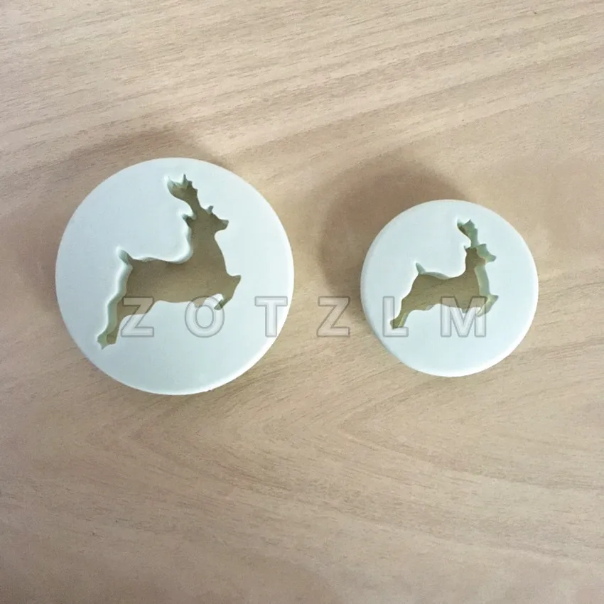 2 pcs/set Christmas Deer Shape Plastic Cookie Cutters Reindeer Bucks Cake Decorating Tools Biscuit Pastry Fondant Mold SLP139 | Дом и сад