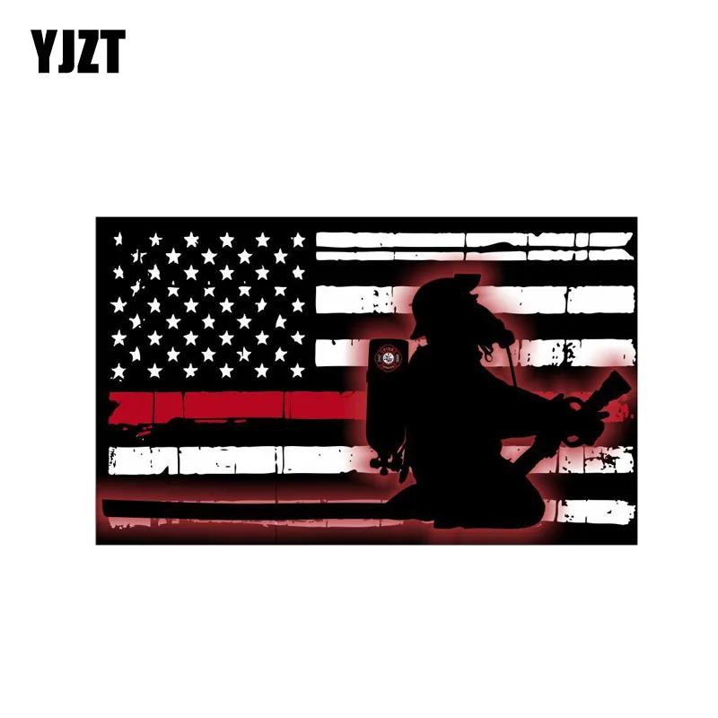 

YJZT 15,2 см * 9,2 см Американский флаг пожарный забавная Светоотражающая Автомобильная наклейка из ПВХ наклейка 12-0500