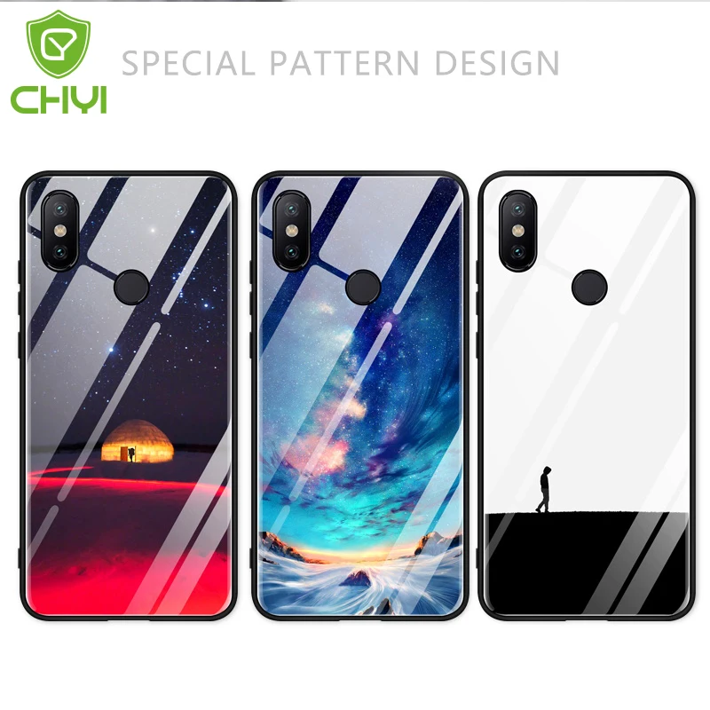 CHYI pattern case For Xiaomi Mi A2 glass Mi6x back cover Explosion-proof shockproof for mi 6x hybrid | Мобильные телефоны и
