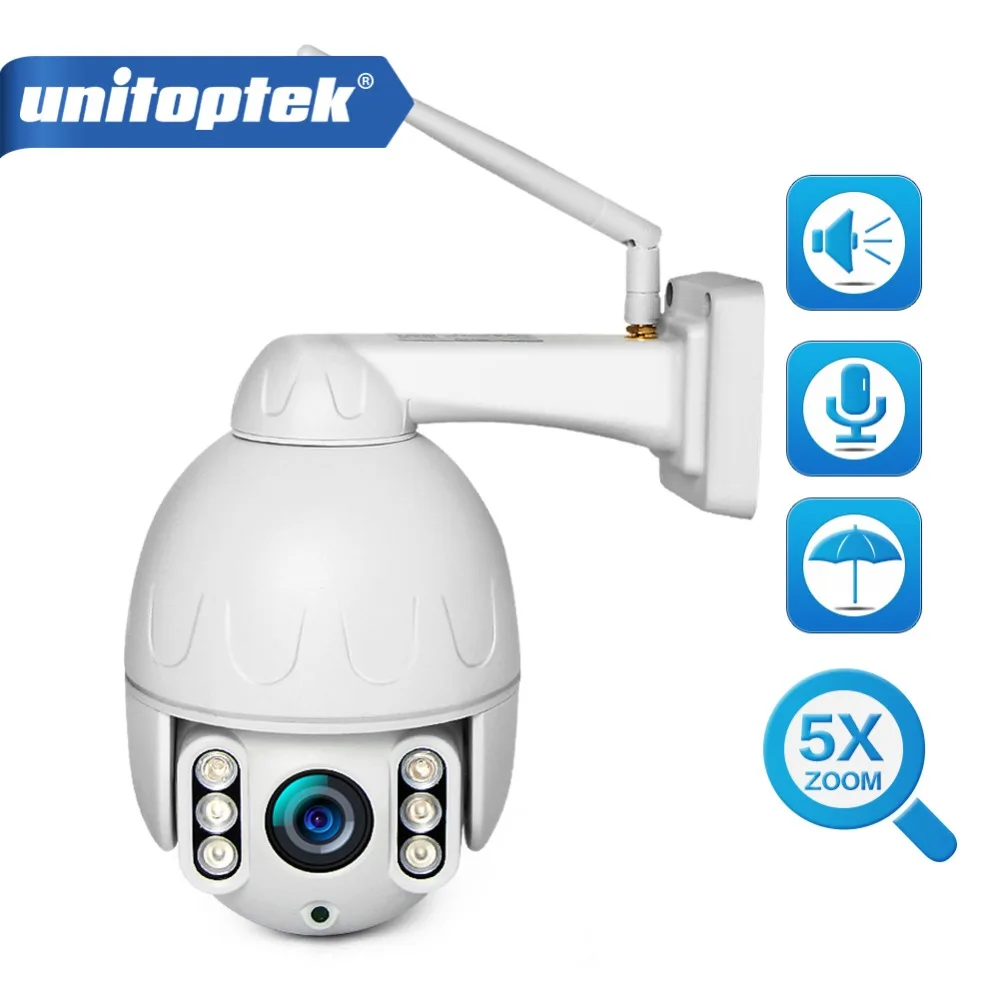 Купольная камера видеонаблюдения PTZ Wi Fi 1080P 5X зум беспроводная Onvif 2 МП ночное