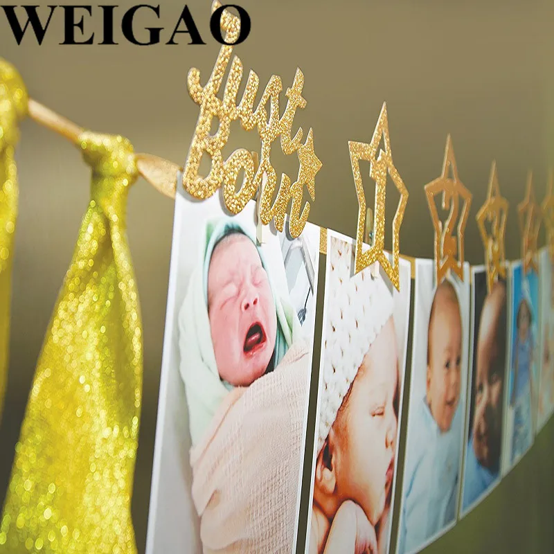 WEIGAO 1 Набор «С Днем Рождения» фото плакат День рождения украшение ребенка душ первый 1 флажки «С Днем Рождения» один год овсянки гирлянды