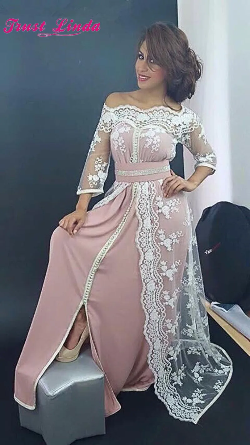 Elegant Boat Neck Lace Long Mother Dresses Three Quarter Sleeves Prom Gown for Wedding Party | Свадьбы и торжества