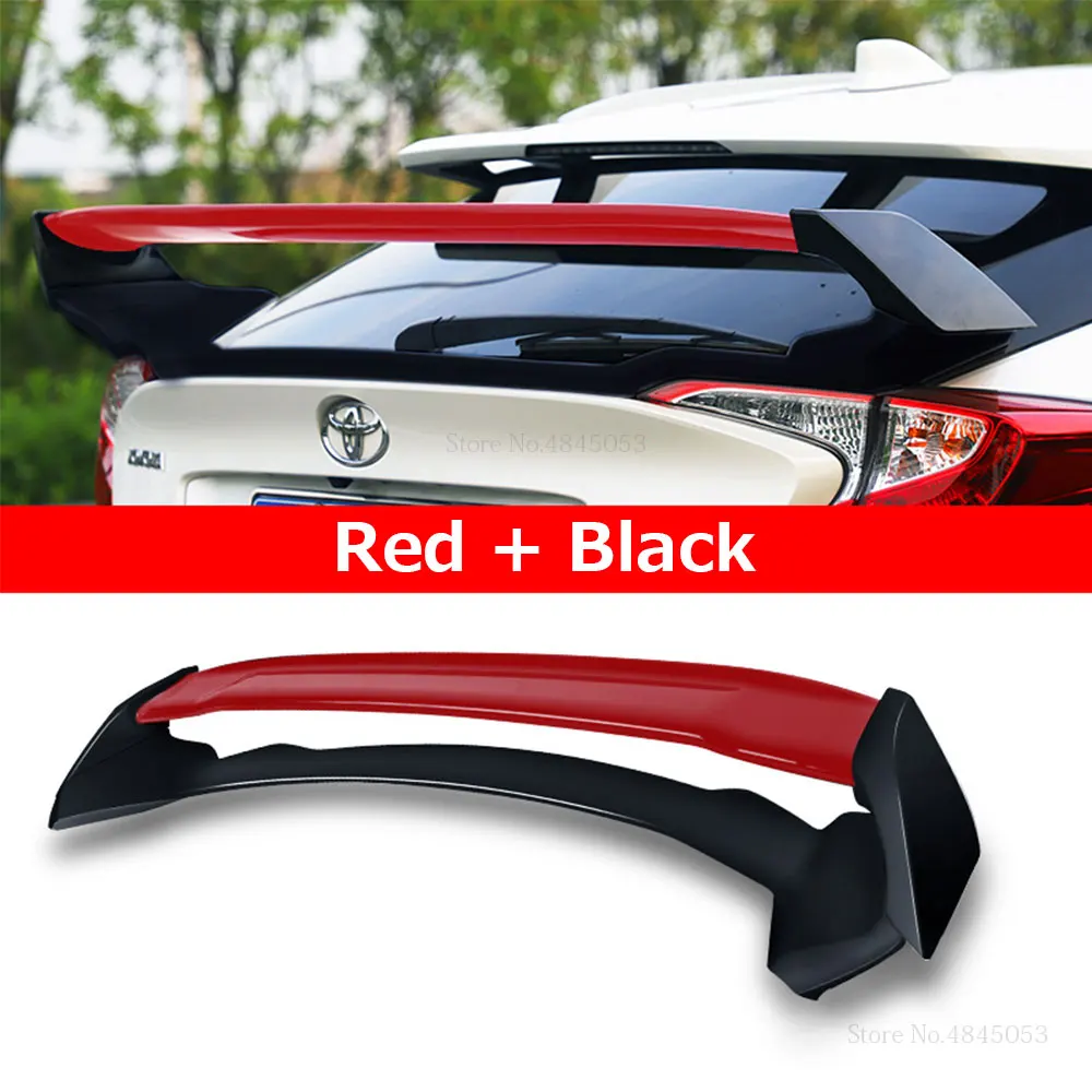 black and red AITWATT, автомобильный Стайлинг, высокое качество, АБС пластик, неокрашенный, задний черный спойлер, багажник, губы, крыло для Toyota CHR C-HR - Цвет: black and red