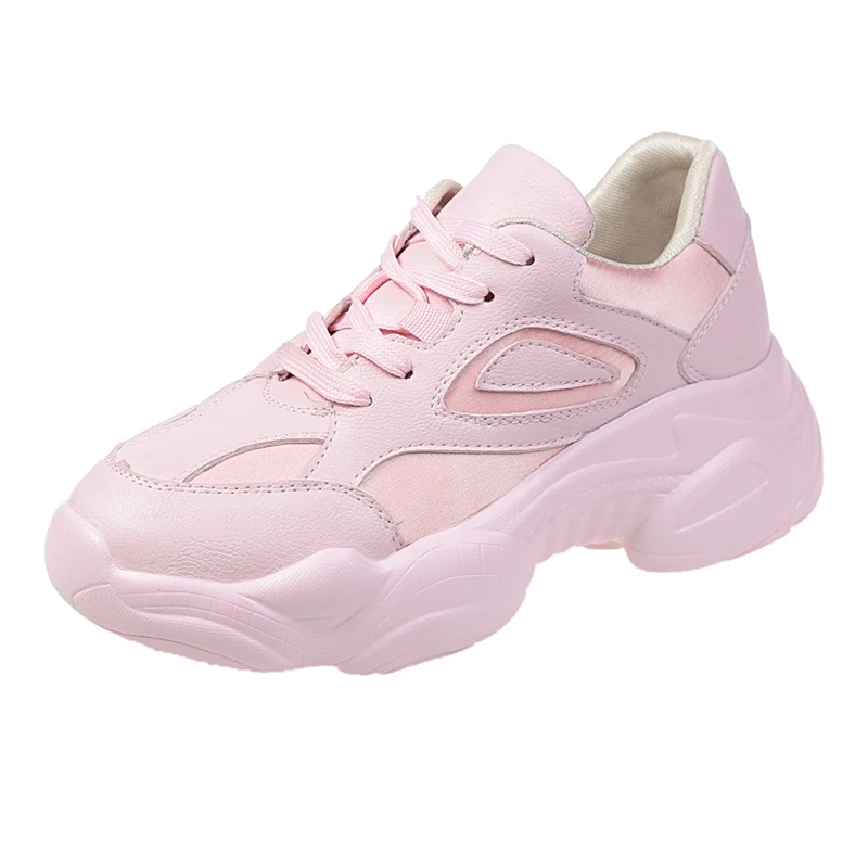 Pink Sneakers Women Shoes Chunky Sneakers New Trendy Female Leather Casual Shoes Woman Basket chaussures femme Dropshipping
