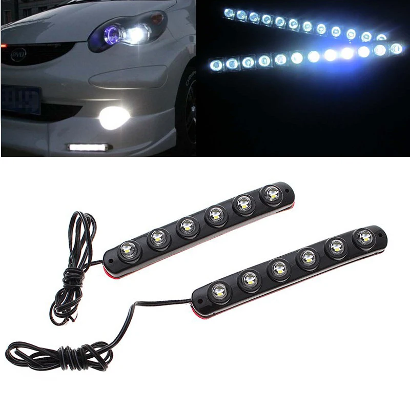 2 x автомобиля Белый 5050 6LED дневные ходовые огни светильник DRL Противотуманные фары