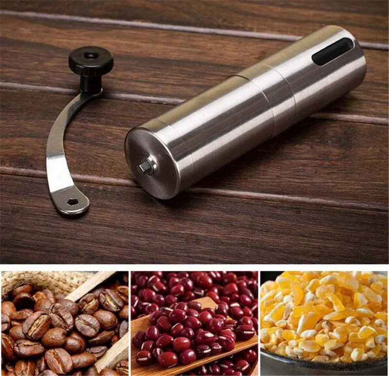 値段 10 個シルバーコーヒーグラインダーミニステンレス鋼ハンドマニュアル手作りコーヒー豆バリグラインダーミルキッチンツールクロッカス Gr