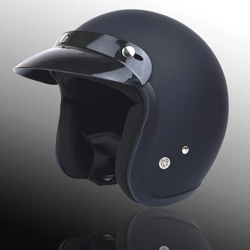 Для взрослых с открытым лицом Jet Casco moto Винтаж moto rcycle шлем moto rbike Ретро шлем скутер 3/4 полушлем capacete de moto cicleta - Цвет: matte black
