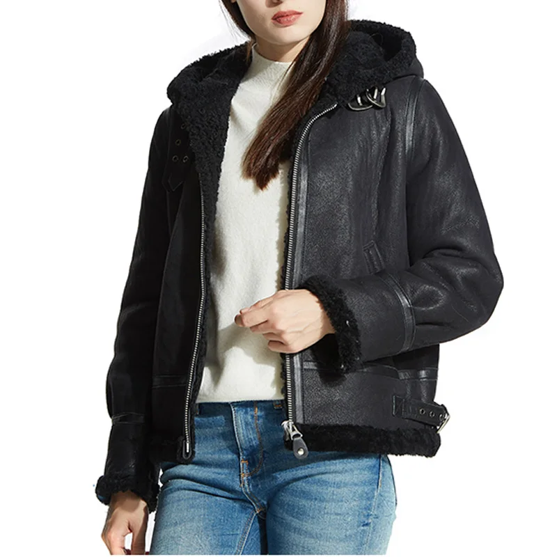 Manteau femme hiver женская зимняя куртка из натурального овечьего меха, короткое пальто из овчины с капюшоном из натуральной шерсти, манто для женщин