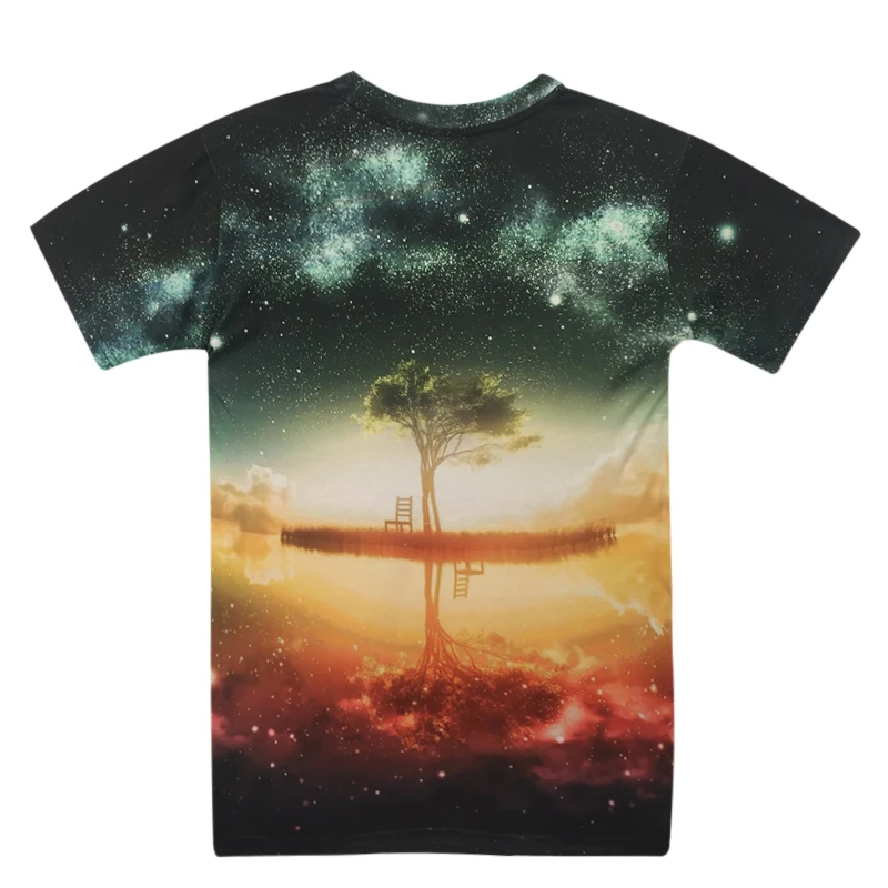Брендовая Мода 2017 мужская летняя футболка топы хип хоп 3D Lanscape с принтом Футболка