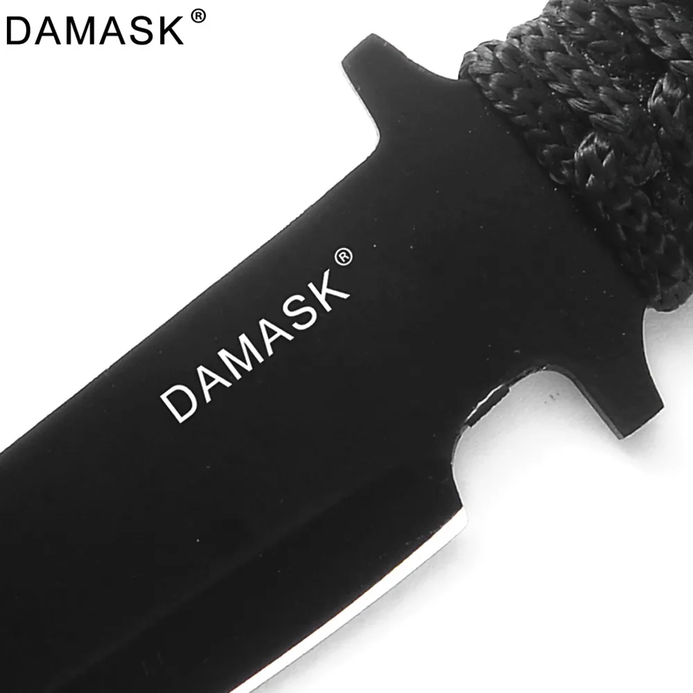 Damask черный открытый прямой нож для выживания военный фиксированный лезвие из