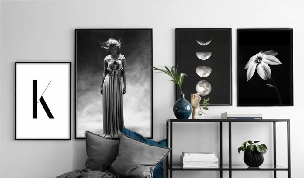 Новинка 2017 года скандинавские черно-белые парусиновые плакаты на стену