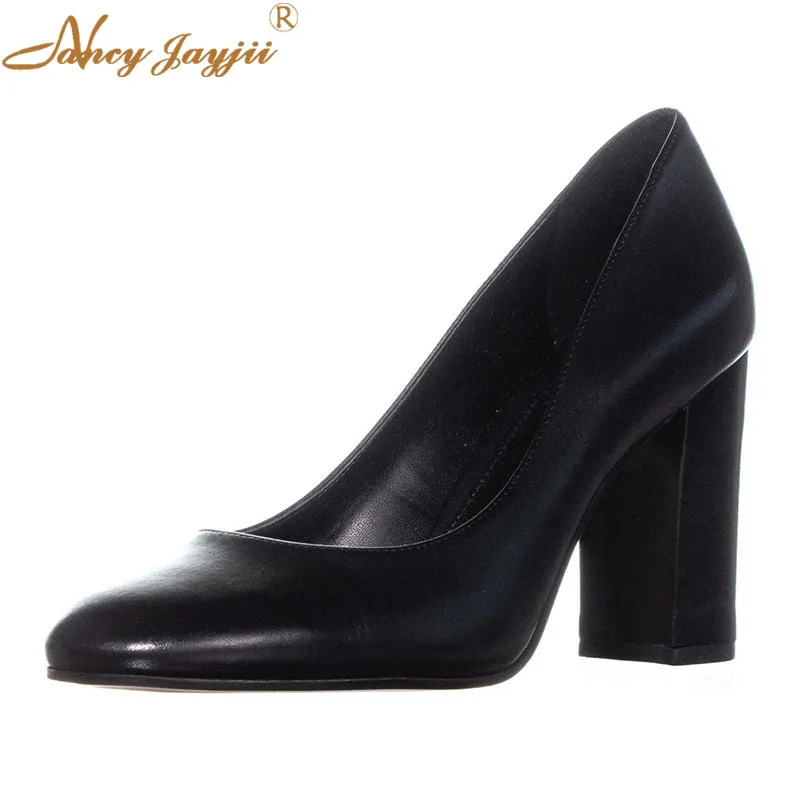 

2020 Woman Shoes Adult Ladies Fashion Autumn Pumps Solid Basic Slip-On Pointed Toe Mature Elegant Super High Square Heels