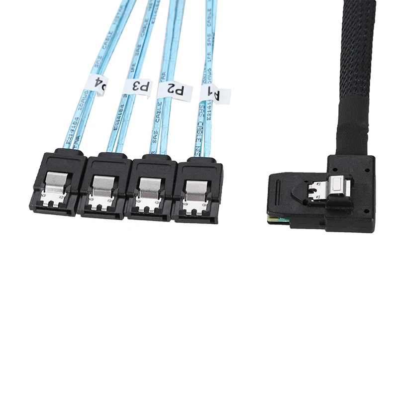 Cabledeconn sas sata кабель MiniSAS 36P SFF8087 90 градусов до 4 SATA 7 контактный локтя на жестком