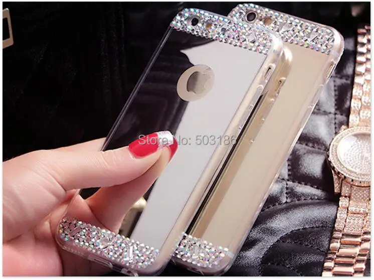 Красивые диаманта Bling мягкий зеркальный чехол для iPhone 11 pro X XS Max XR 6 6s 7 8 плюс 5 5S