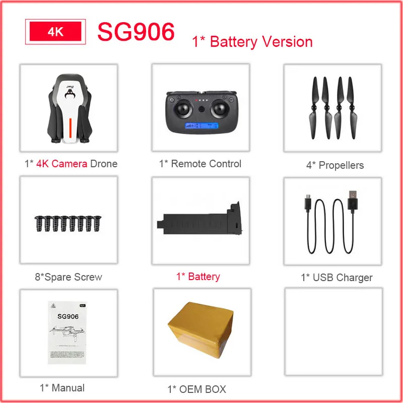 SG906 5G 1080P 4K HD WiFi камера Складная FPV игрушка, Дрон на дистанционном управлении RTF gps следить за мной/рука жестов стрельба 23 мин Время полета Вертолет - Цвет: White-4K-1B-OEM