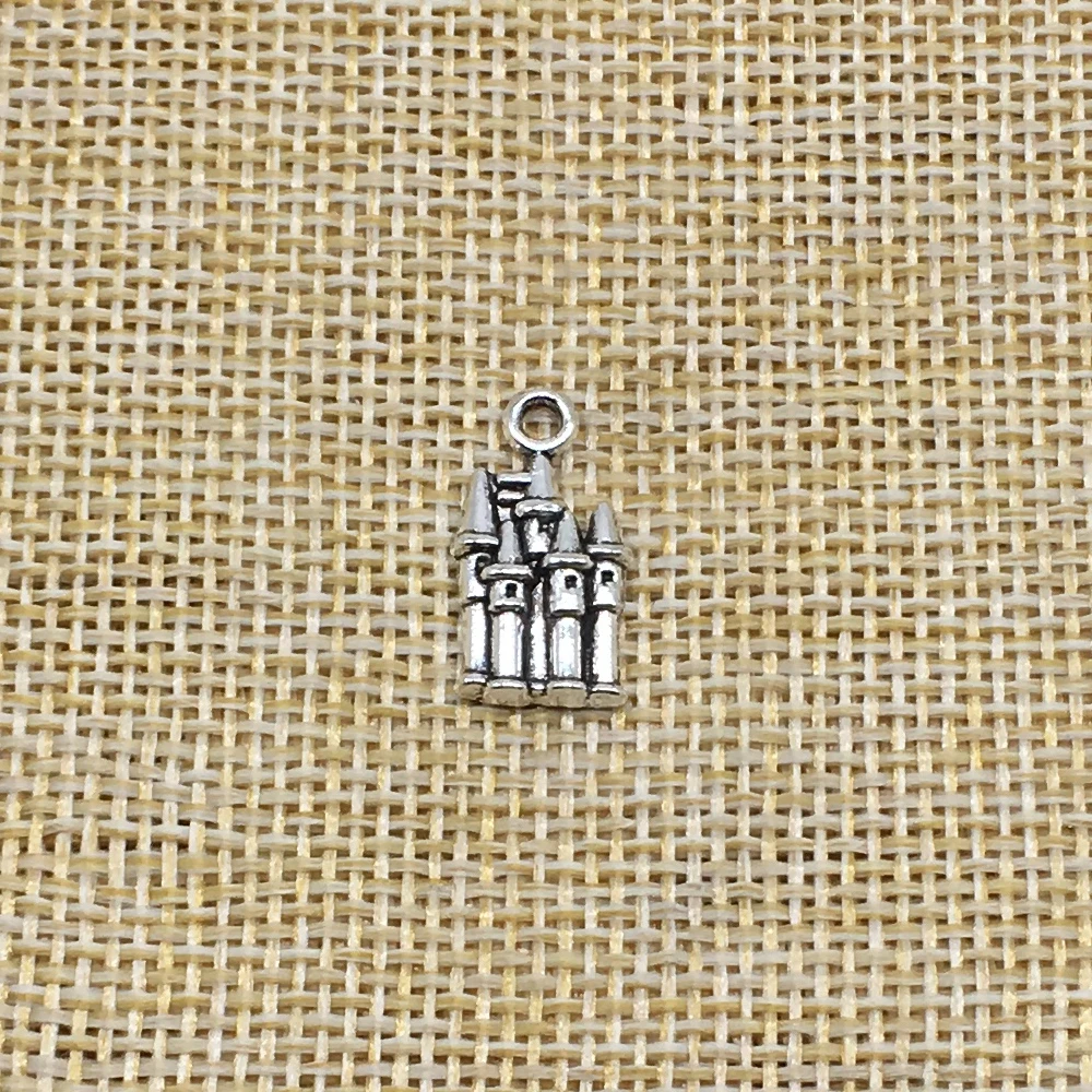 

50Pcs Castle Charms Antique Silver Color DIY Jewelry Making Handmade Crafts
